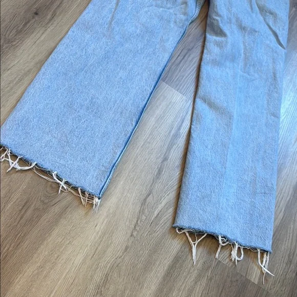 Zara Blue Straight Leg Jeans with Distressed Details - Picture 8 of 8